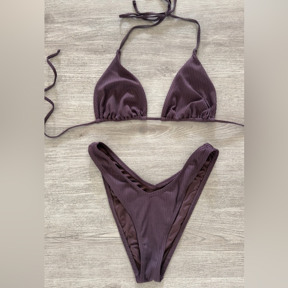 B. Swim Ribbed Espresso Bikini Set